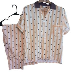 Vintage M 60s-70s KMart men's pajamas pjs rockabilly bowler shirt look EX cotton